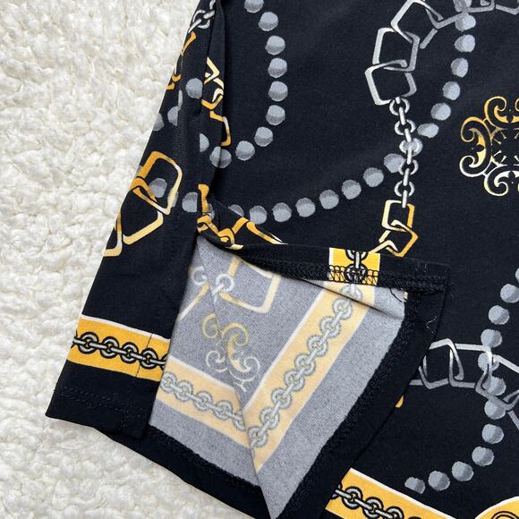 JM Collection Black Gold Chain Print Tunic Medium - Picture 5 of 11